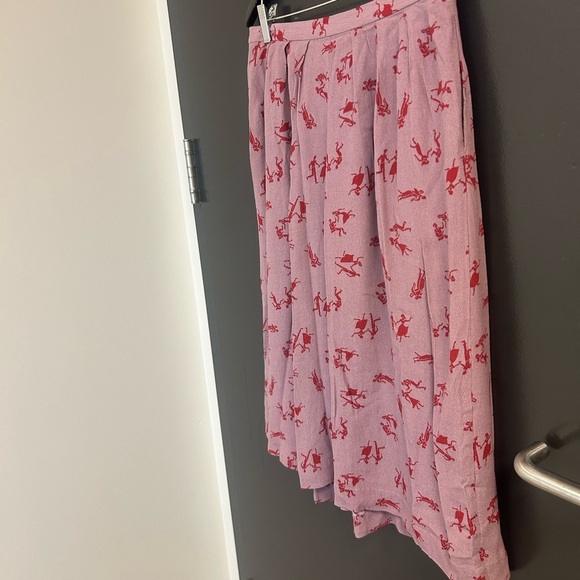 Nice Things (Anthropologie) S EUC Pink Knee-Length A-Line Pleated Skirt - Picture 7 of 14